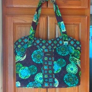 Longaberger Sisters Fabric Zippered Purse/Tote15" x 5.5" x 12". 2 outer pockets